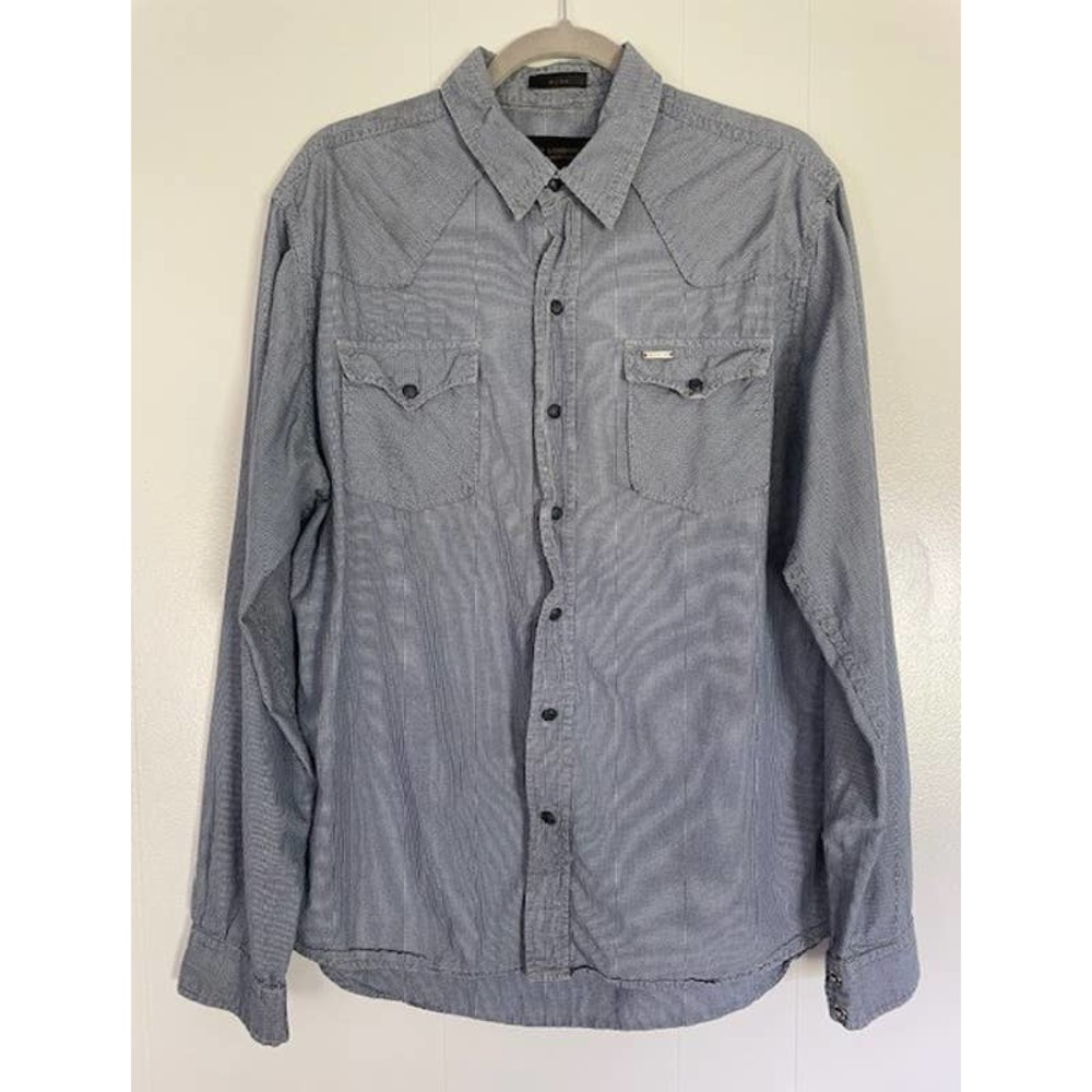 Bowen‎ London Men's Long-Sleeve Button Up Blue Check Shirt Size Large